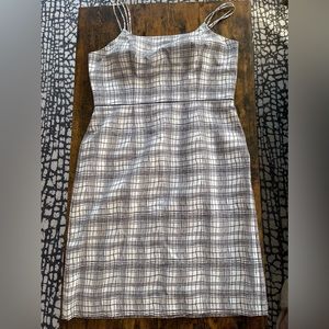 Black and white plaid double spaghetti strap BR dress